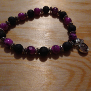 Chakra and lava bead bracelet
