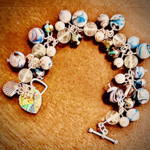 “For the Love of the Sea” Cluster Gemstones Charm Bracelet 