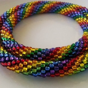 Rainbow Beaded Necklace for MED/LARGE Dogs