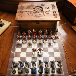 Handmade Tin Chess set Hungarian - hand painted