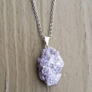 RAW LEPIDOLITE CRYSTAL NECKLACE