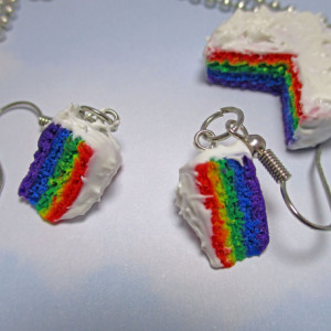 Rainbow Cake Jewelry Set Rainbow Cake Earrings Rainbow Cake Necklace Rainbow Jewelry Cake Earrings Cake Necklace Cake Jewelry Gay Pride LGBT