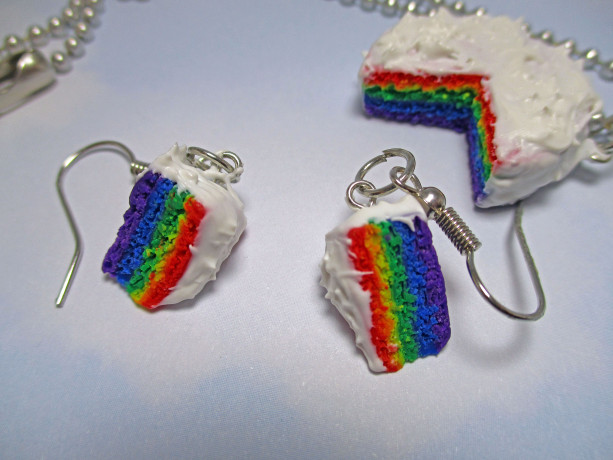 Rainbow Cake Jewelry Set Rainbow Cake Earrings Rainbow Cake Necklace Rainbow Jewelry Cake Earrings Cake Necklace Cake Jewelry Gay Pride LGBT