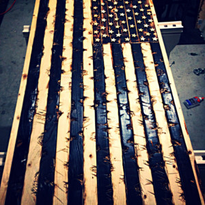 Hand Crafted Wood American Flag 