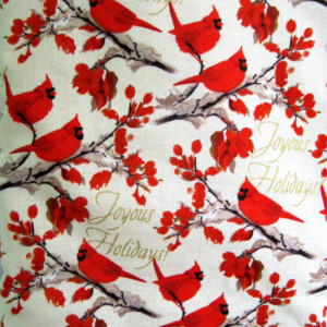 Christmas Cardinals Stocking - Handmade Joyous Holidays Christmas Stocking, Lined Xmas Stocking, Unique Holiday Sock