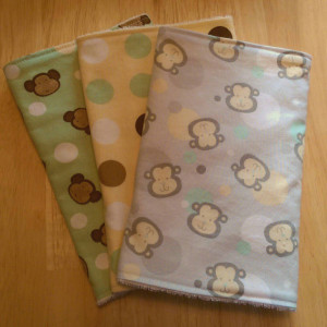 Burp Cloths in Gender Neutral Colors, Baby Shower Gift,  Baby Gift,  Yellow and Green Monkeys, Burp Rags, Spit Rags