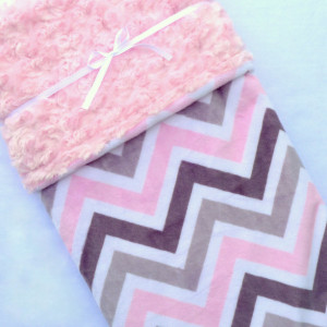 Chevron Baby Blanket - Baby Blanket - Pink and Grey Chevron with Pink Swirl Minky - Baby Girl - Baby Blanket Girl - Minky Baby Blanket
