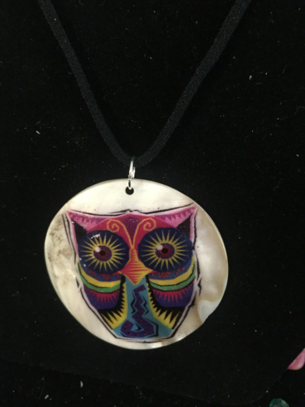 Shell painted Owl Necklace