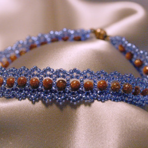 Blue and Goldstone Woven Bracelet