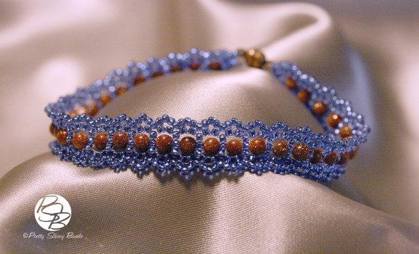 Blue and Goldstone Woven Bracelet