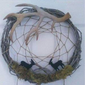 Adirondack Style Hand Made Dream Catcher with Antler