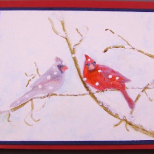 Cardinals In the Snow, Pop Up Watercolor Card