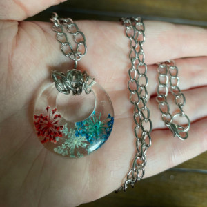 Red, White and Blue Firework Pendant Necklace