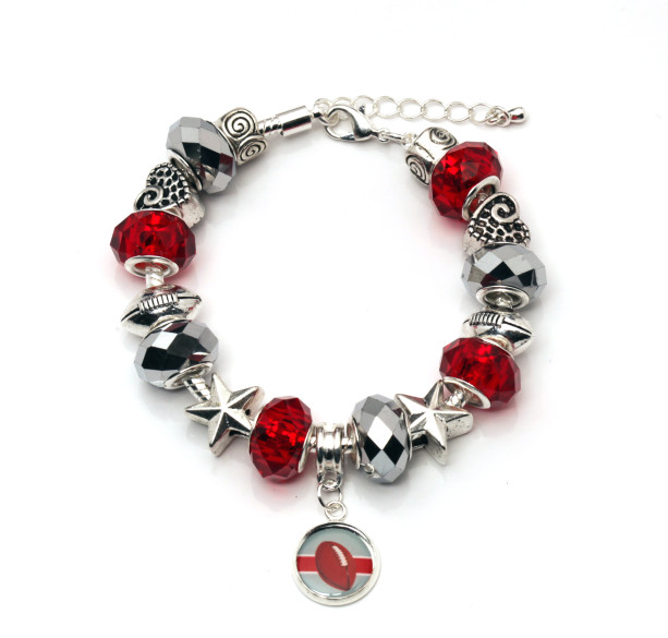 OHIO STATE BRACELET WITH DANGLING FOOTBALL CHARM