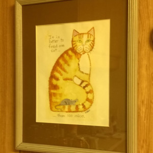 Framed CAT ART PRINT -in 11x14 inch  frame