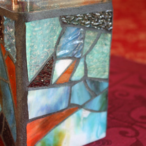 Stained Glass Jar Candle Holder, Mosaic Beach Jar Candle Holder /vase/ pencil holder