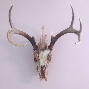 OOAK Steampunk Crystal Deer Skull with Antlers