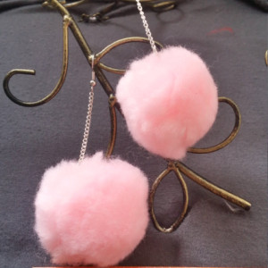 Pink Pom Pom Earrings 
