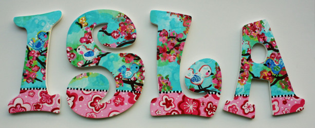 Cherry Blossom Bird Wall Letters -- Price Per Letter