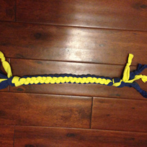 Dog Toy, Blue and Yellow Fleece I Want To Play Tug-O-War