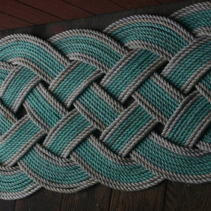 As Seen on HGTV Magazine Eco-Friendly Green & Silver Rope Rug 36" x 15" Recycled Rope Unique Gift Doormat