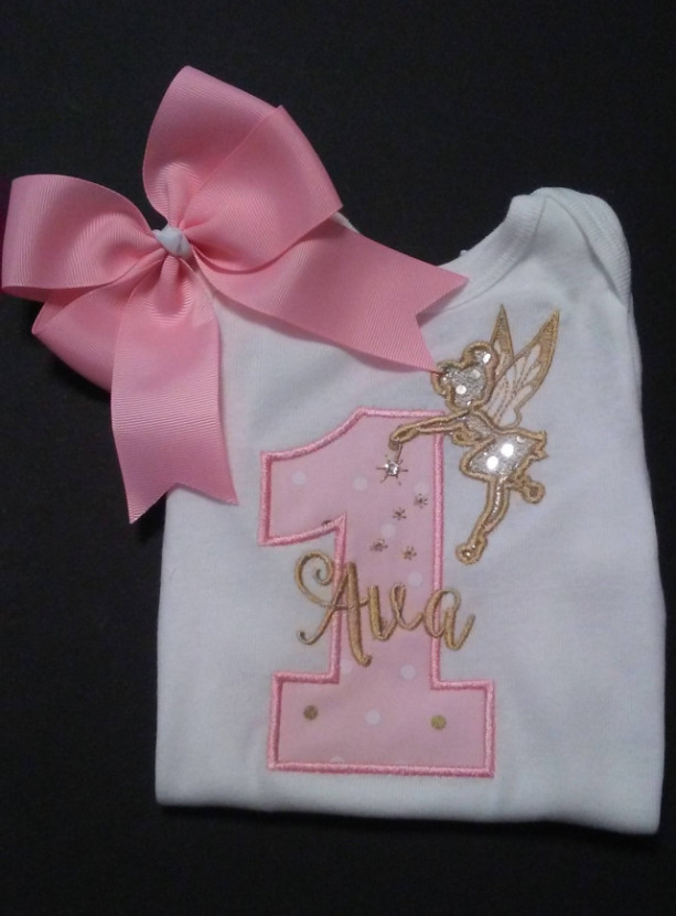 1st Birthday Fairy Shirt or Bodysuit Embellished with Swarovski Crystal, 2nd Birthday, Third Birthday etc., Custom Colors are Available!