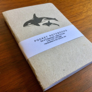 Killer Whale Notebooks 2 pack 3.5in x 5in Pocket Notebook handcrafted journal diary sketchbook gift set handmade kraft no logos