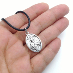 Personalized Silver Plated Saint Jude Necklace. Patron Saint of lost, impossible, and hopeless causes 