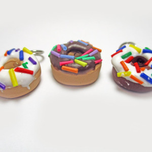 Doughnut Charm Earrings, Donut Charm Earrings, Rainbow Sprinkle Doughnut Charm, Vanilla Frosted Donut, Chocolate Cake Donut, Cake Doughnut