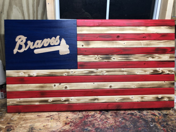 Braves Wooden Flag