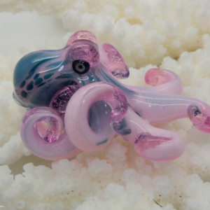 The Pink Teal Kracken Collectible Wearable  Boro Glass Octopus Necklace / Sculpture Made to Order