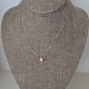 Small Pink Pearl Necklace with Choice of 14k Rose Gold Filled Necklace Length of 16 or 18