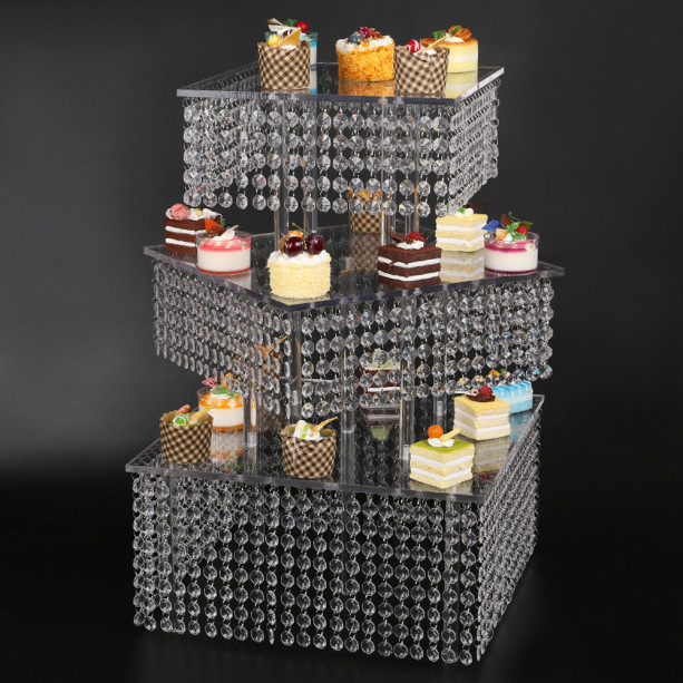 diagonal Cupcake Stand 3 Tier Large Square real crystal and Freestanding Style Cupcake Tower 160 Cupcakes Wedding Stand DIY Project