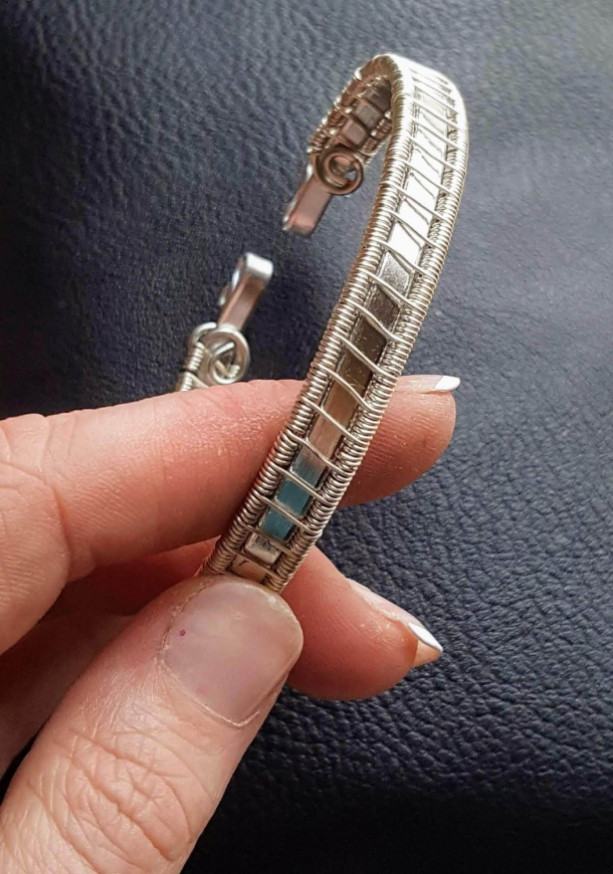 Silver and aluminum handmade bangle bracelet