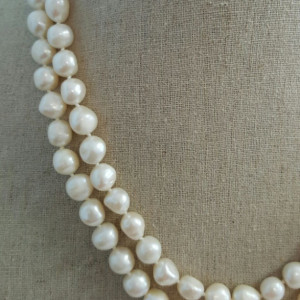 38 inches white Fresh water Pearl Knotted