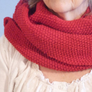  Hand knit Red Warm Wool Long Wrap Scarf Hood