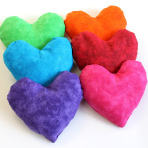 Heart Shaped Rainbow Bean Bags (set of 6) Bright Colored Children's Sensory Toy Homeschool - US Shipping Included