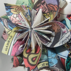 Upcycled X-Men Comic Large Origami Ornament, Comic Wedding, Comic Decor, Christmas Tree Ornament, Geeky Ornamet, Comic Decor, X-Men Decor