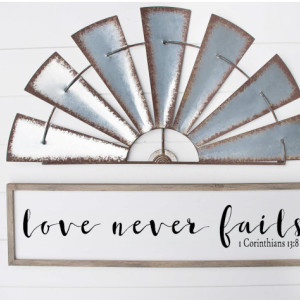 Distressed Wooden Wall Sign - Farmhouse Sign - Rustic Sign - Farmhouse Scripture Sign - Farmhouse Sign - Scripture - Love Never Fails