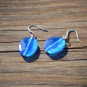 Blue Oval Earrings