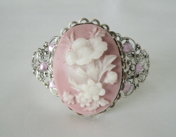 Pink Flower Cuff Bracelet