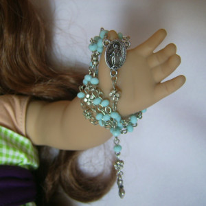 Heavenly Blue Rosary Set for American Girl Doll and Little Girl 