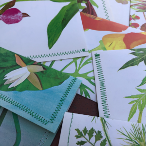 Botanical Flower Kids Book Pages Recylced Paper Hand Sewn Envelopes