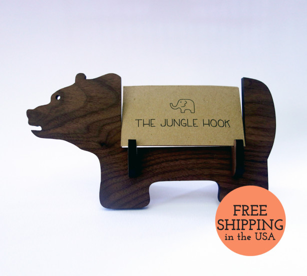 Bear business card holder for desk