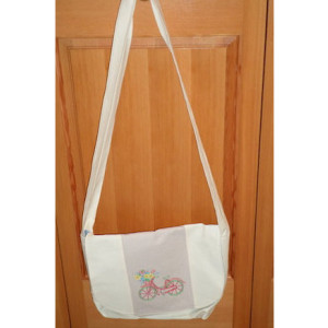 Embroidered Linen messenger bag