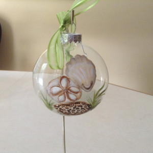 Ornament,  glass,  sea shell, hand painted