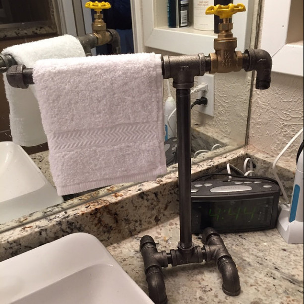 Industrial Black Iron Pipe Towel Bar,Towel Rack, Bathroom, Kitchen Decor, Sturdy Countertop Towel Bar SALE!