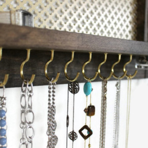 Wall Jewelry Storage  - Wooden Wall Hanging Jewelry Shelf & Stud Holder