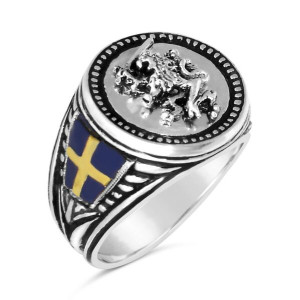 Swedish Lion Coin Ring sterling silver