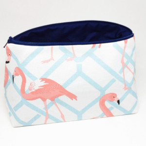 Flamingo Cosmetic Bag - Travel Bag, Large Cosmetic Bag, Nautical Fabric, Flamingo Fabric,  Makeup Bag, Flamingo Bag, Christmas Gift Ideas